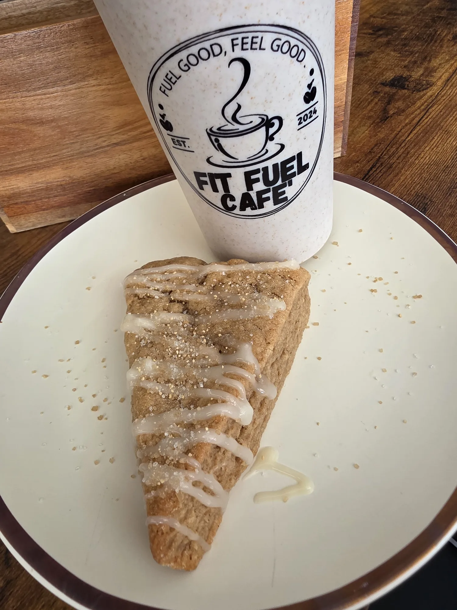 Brown sugar cinnamon sourdough scone from Fit Fuel Cafe