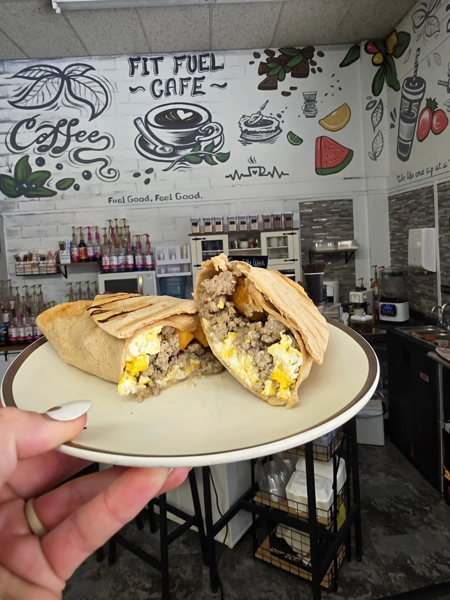 Breakfast burrito from Fit Fuel Cafe