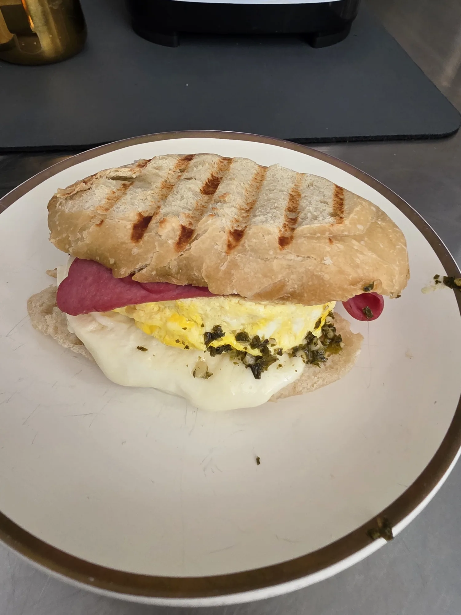 Pesto turkey bacon sourdough breakfast from Fit Fuel Cafe